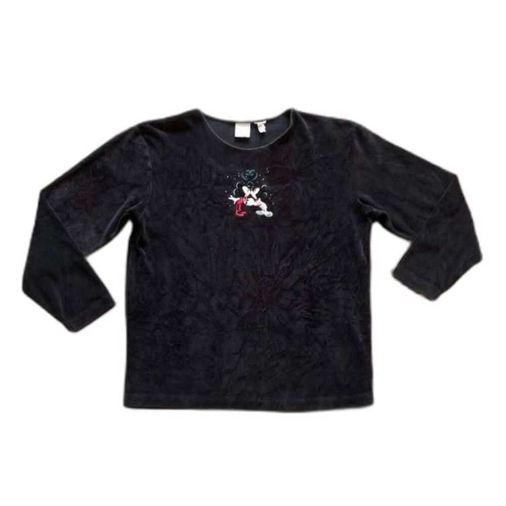 Vintage 90s The Disney Store Velvet Velour Long Sleeve Mickey Minnie Size Large